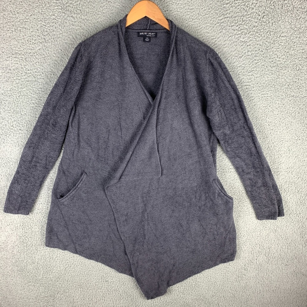 Barefoot Dreams Wrap Cardigan Women's S/M Gray CozyChic Lite Island Open Front